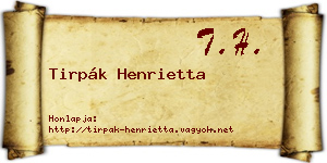 Tirpák Henrietta névjegykártya