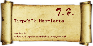 Tirpák Henrietta névjegykártya